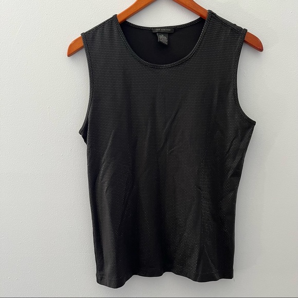 The Limited Sleeveless Tank Top Womens M Black Dots Shimmer Polka Dot Stretch - Picture 1 of 7